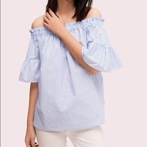 ✨Kate Spade Pinstripe Off The Shoulder Blouse✨